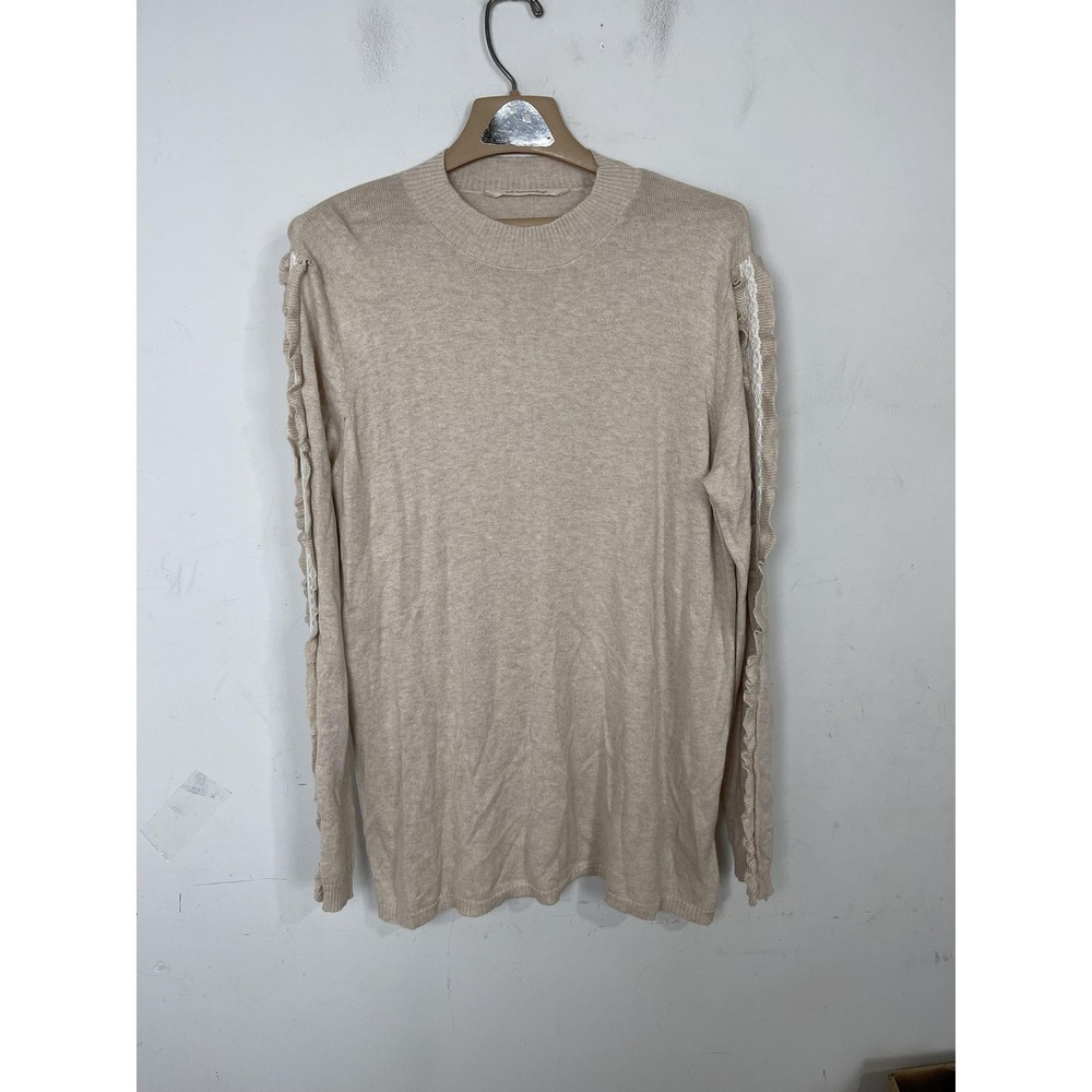 Soft Surroundings Sweater Womens Large‎ Coquette Crochet Cottage Cashmere Beige